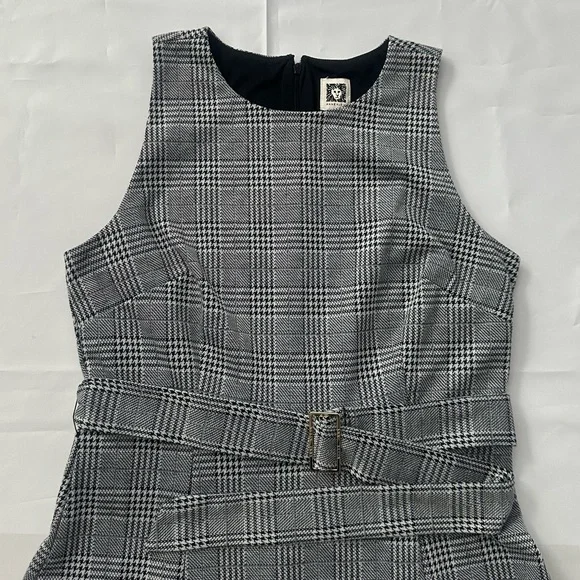 Anne Klein Plaid Midi Dress with Belt Size 6 - Picture 6 of 14